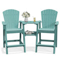 PLUUV Tall Adirondack Chairs Set of 2 with Double Connecting Trays, All Weather HDPE Bar Height Outdoor Chairs, Outdoor Adirondack Barstools with Umbrella Hole for Balcony, Patio, Backyard, Aruba