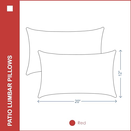 YOOZEKU Indoor Outdoor Lumbar Pillows,Waterproof Outdoor Pillows Set of 2 for Patio Furniture,12×20 Inch,Red