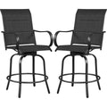 Yaheetech 2 Piece Patio Swivel Bar Stools Texteline Bistro Chairs with High Back/Armrest/Footrest, All Weather Padded Seating Outdoor Furniture Height Outdoor Chairs for Outside, Lawn & Garden