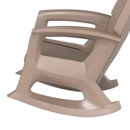 Semco Plastics Rockaway Heavy Duty Polyethylene All Weather Outdoor Rocking Chair with Backrest and Armrests for Porch, Deck and Patio, Taupe