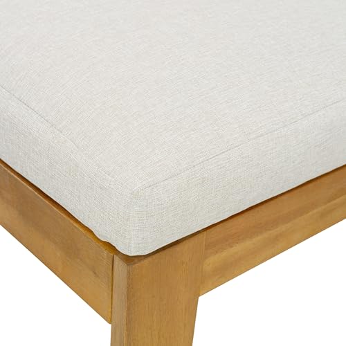 Christopher Knight Home Kayahs 5 Pieces Acacia Wood Furniture Set, Patio Conversation Sofa Chat Set with Coffee Table and Ottoman, Outdoor Sectional Sofa Set for Backyard Balcony, Teak Finish+Beige
