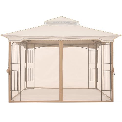 MASTERCANOPY Patio Gazebo Mosquito Netting Screen Walls ONLY (10x10, Beige)