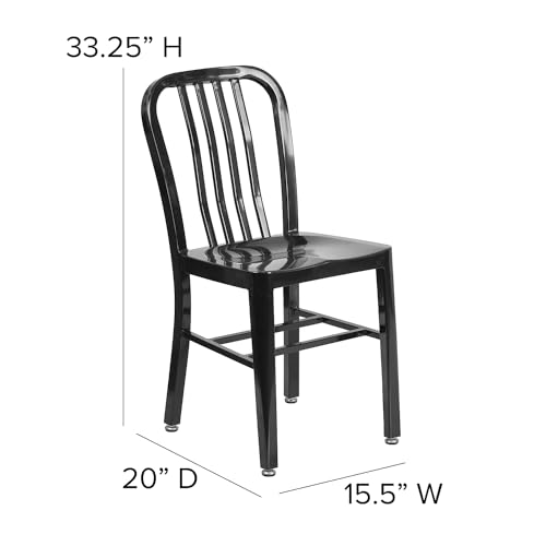 Flash Furniture Commercial Grade Black Metal Indoor-Outdoor Chair