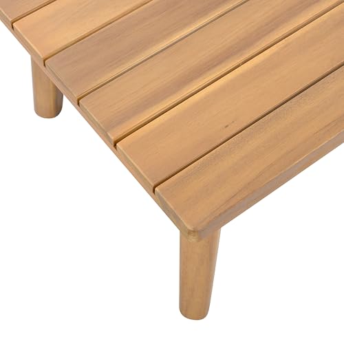 Christopher Knight Home Sures Acacia Wood Club Chair and Coffee Table Set, 3 Piece Patio Bistro Set, Solid Wood Outdoor Patio Furniture Set with Center Table, Natural+Beige