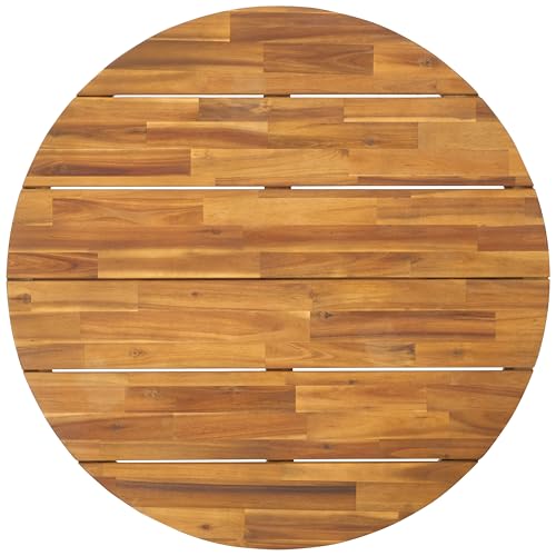 SAFAVIEH Outdoor Collection Leo Natural/Black 4-Leg Round Coffee Table, Ideal for Deck, Patio, Backyard, Sunroom