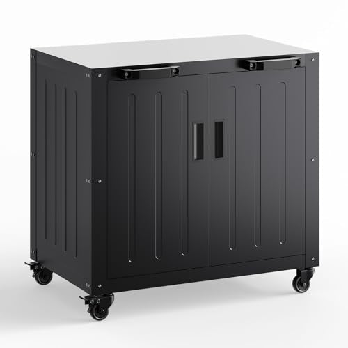 Outdoor Grill Cart with Storage Cabinet, Outdoor Cooking Table, Made Entirely of Stainless Steel, Grill Station for Kitchen Prep, Working Table, Lawn & Garden
