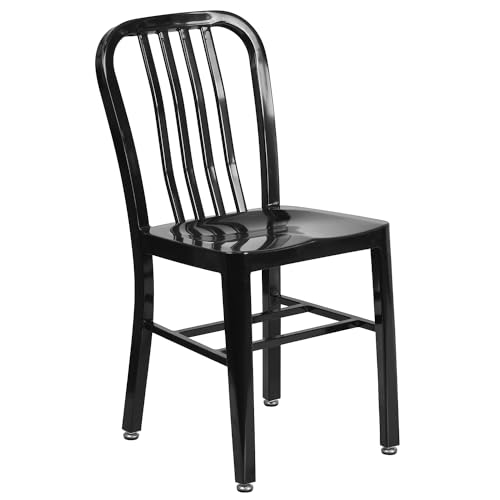 Flash Furniture Commercial Grade Black Metal Indoor-Outdoor Chair