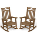 YEFU Outdoor Rocking Chairs Set of 2, Rocking Chairs Outdoor Weather Resistant, Porch Rocker Oversized, Patio Rocker Poly, for Lawn Garden, Heavy-Duty 350lbs(Teak)