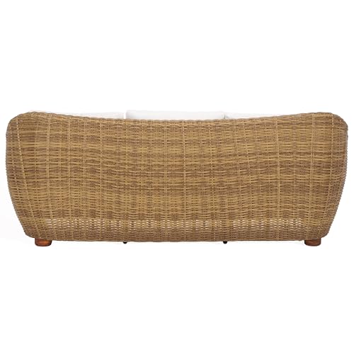 SAFAVIEH Couture Outdoor Collection Melbourne Natural/White Cushion Wicker Sofa