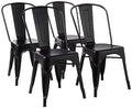 Amazon Basics Metal Dining Chairs, Easy to Assemble, Indoor/Outdoor, Stackable, Matte Black, 4-Pack