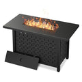 Vongrasig 43" Gas Fire Pit for Outside, 50,000 BTU Outdoor Propane Fire Pit Table with Lid & Lava Rock, Steel Rectangular Fire Table for Patio, Backyard, Deck, Garden, Black