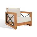 Safavieh CPT1009A Couture Curacao Brazilian Teak Outdoor Patio Club Chair, Natural/White