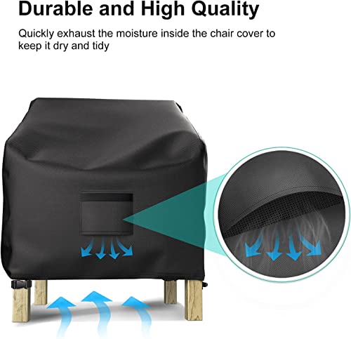 BROSYDA Patio Chair Covers for Outdoor Furniture Waterproof 2 Pack, Lawn Chair Covers 600D Heavy Duty Oxford Cloth, Large Covers for Lounge Lawn Deep Seat Black 29"W×30"D×36"H