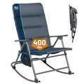Timber Ridge Oversized Folding Rocking Camping Chair, Padded Outdoor Rocker with High Back, Portable Outdoor Chair for Patio, Garden, Lawn, Supports up to 400 lbs, Blue