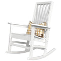 DWVO Outdoor Rocking Chair, Patio Rocker with Windsor Backrest & Wide Armrests, HDPE Patio Chair, 30° Rocking Motion, Outdoor Rocker for Porch, Balcony, Garden Seating, White