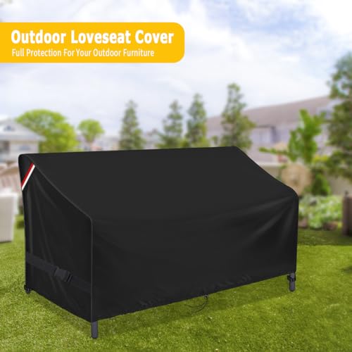 Loenel Outdoor Loveseat Cover, Waterproof Outdoor Bench Cover for Keter Bench Deck Box 70 Gallon, Patio Couch/Sofa Furniture Cover - 56" L x 25" W x 32" H