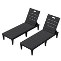 Greesum Outdoor Chaise Lounge Chairs Set of 2 with 5-Position Adjustable Backrest, Waterproof PP Sun Loungers for Garden Pool Beach Patio Deck Sunbathing, Black