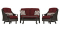 Hanover Ventura Outdoor 4-Piece Conversation Set with Loveseat, 2 Rocking Chairs, Crimson Red Cushions, 4 Pillows and Ceramic Tile Coffee Table, All-Weather 4-Piece Patio Set