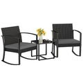 Homall Patio Furniture Set 3 Piece Resin Outdoor Bistro Set Rocking Patio Chairs with Cushions and Table for Porch, Poolside, Balcony and Yard (Grey)