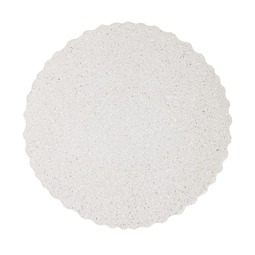 JONATHAN Y Louisa 19" Fluted Outdoor Accent Table, All-Weather Cream Terrazzo Pedestal Garden Stool, Small Round Side Table for Patio, Porch, and Living Room TBL1102B