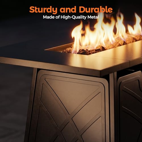 BALI OUTDOORS Propane Fire Pit Patio Outdoor Fire Pit Table Large Firepits for Outside Black