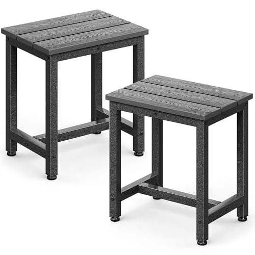 ODK Outdoor Side Tables Set of 2, Adirondack Patio End Table with Weather-Resistant Waterproof Top for Hot Tub Garden, Balcony, Poolside, 2PCS, Grey