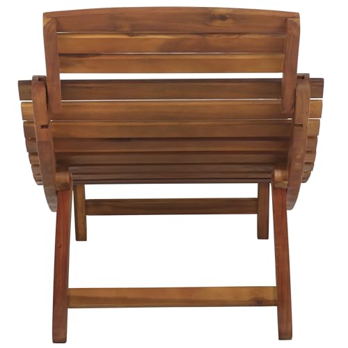 SAFAVIEH Outdoor Patio Furniture Collection - Fanty Brown Solid Wood Folding Chaise Lounge Chair, Slatted Teak-Style Design, Portable Sun Lounger with No Cushion (PAT6803A)