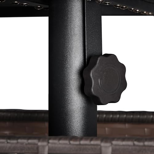 Yaheetech Outdoor Patio Side Table with 1.5" Umbrella Hole, PE Rattan Umbrella Stand, All Weather Wicker Bistro Coffee Table for Garden, Poolside, Deck, Black