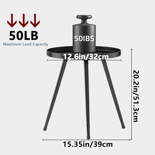 LMGVRZK Small Round Side Table Metal End Table Outdoor Black Side Table Mid-Century Modern Accent Table for Office Bedroom Balcony and Small Spaces.