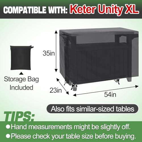PAMASE Outdoor Dining Grill Cart Cover - 54"L*23"W*35"H, Compatible with Keter Unity XL Portable Cabinet Bar, Heavy Duty Waterproof BBQ Food Prep Table Serving Worktable Metal Movable Station