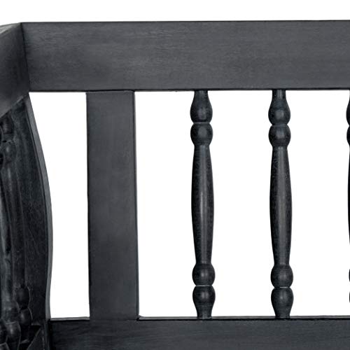 SAFAVIEH Outdoor Patio Furniture Collection – Brentwood Dark Slate Grey Distressed Acacia Wood Bench with Silver Accents, Classic Outdoor Seating for Porch or Garden (PAT6732K)