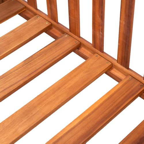 East Green Charleston Outdoor Daybed Swing with Ropes - Crib Size Porch Swing Bed Made from Acacia Wood in Natural Finish
