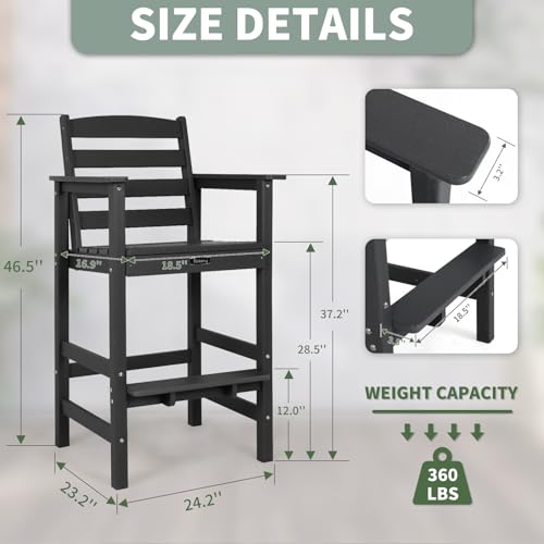 FUNBERRY Bar Height Outdoor Chair, Tall Adirondack Chair, All Weather HDPE Outdoor Bar Chairs for Bistro Patio Balcony