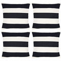 tiggell 4 Pack Waterproof Pillow Covers Outdoor Throw Pillowcases Decorative Garden Cushion Case for Home Garden Patio Couch Balcony Striped (18 * 18 inch, Black & White)