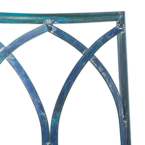 SAFAVIEH Outdoor - Abia Iron Tree Bench - Mossy Blue Iron Metal - Vintage Scrollwork Garden Design - Ideal for Patio, Deck, Porch, Garden, 17" Seat Height (PAT5018C)