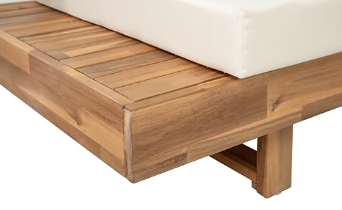 Christopher Knight Home Tenny 5-Seater Acacia Wood Patio Furniture Set, Outdoor Conversation Set with Coffee Table, Patio Sectional Sofa Set for Backyard/Balcony, Teak+Beige