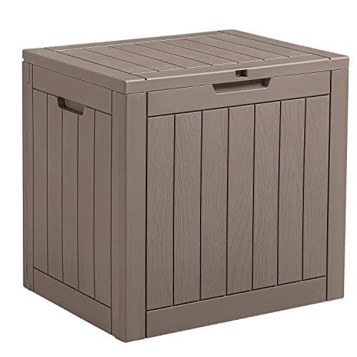 Devoko 31 Gallon Lightweight Resin Deck Box Waterproof Lockable Storage Container for Patio Furniture Accessories