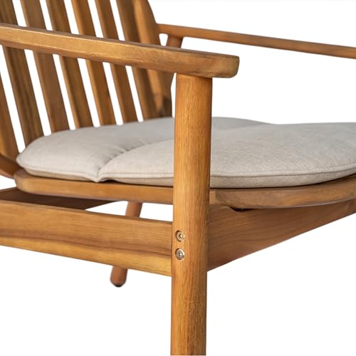 Christopher Knight Home Meja Acacia Wood Outdoor Club Chair Set of 2 with Cushion, Wooden Patio Accent Armchair, Comfy Lounge Chair Outdoor Set, Patio Furniture with Cushion, Teak+Beige