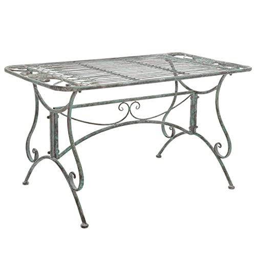 SAFAVIEH Outdoor Collection Leah Victorian Scroll Antique Dark Green Wrought Iron 4-Piece Patio Set