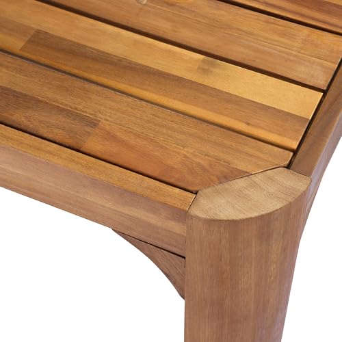 Christopher Knight Home Outdoor Dining Table Set with 2 Benches, 70" Acacia Wood Patio Table and Dual 57" Benches, Teak Finish Slatted Garden Furniture for Backyard Deck Seating 6-8 People