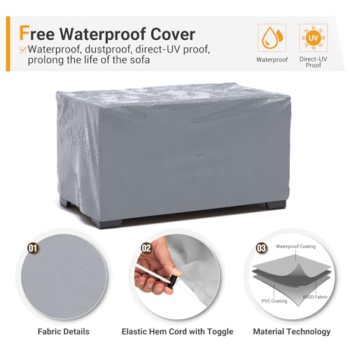 UDPATIO Outdoor Storage Table Patio Coffee Table All Weather Wicker Side Table with Waterproof Covers Rattan Furniture for Toys and Garden Tools