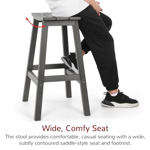 Stoog All-Weather Bar Stools Set of 4, 28" Outdoor Barstools with 400 lbs Capacity, Easy to Clean Low Maintenance HIPS Furniture, for Bar, Kitchen Counter & Patio, Grey