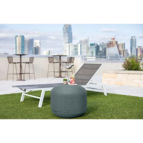 BIRDROCK HOME Outdoor Pouf Ottoman - Mist - Woven Indoor or Backyard Patio Use - Floor Footstool for Living Room- Knit Bean Bag - Oversized Padded Chair - Moroccan Foot Rest