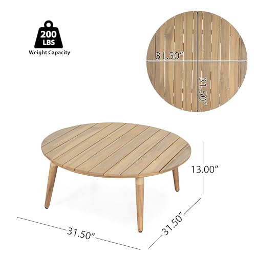 Christopher Knight Home Lalina Outdoor Coffee Table, Acacia Wood Accent Table with Slatted Panel Design, Round Patio Table for Garden Porch Balcony, Low Maintenance Outdoor Furniture, Natural