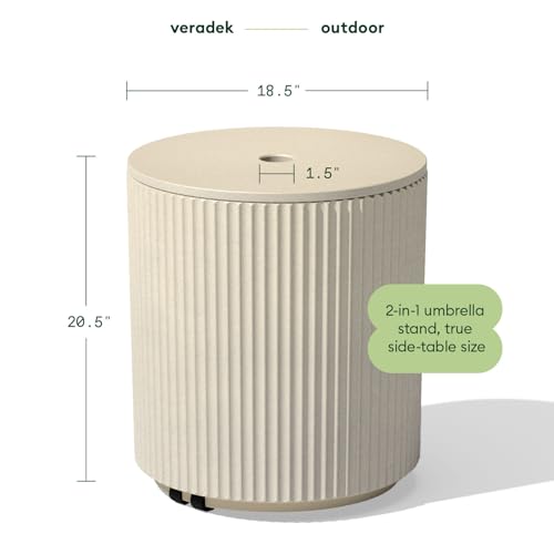 Veradek Umbrella Side Table - Outdoor Patio Table with Umbrella Hole for Porch/Patio | Durable Plastic-Stone Composite Material & Easy Assembly | Modern Coffee, Picnic or Poolside Table