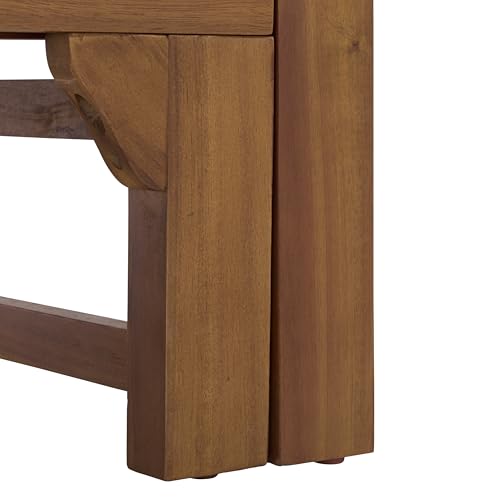 SAFAVIEH Outdoor Patio Furniture Collection - Napoli Brown & Cream Solid Wood Bench Convertible Daybed with Cushions, Versatile Patio Seating (PAT6805A)