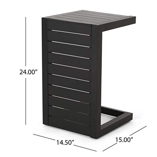 Christopher Knight Home Jesse Coral Outdoor Modern Aluminum C-Shaped End Table, Matte Black