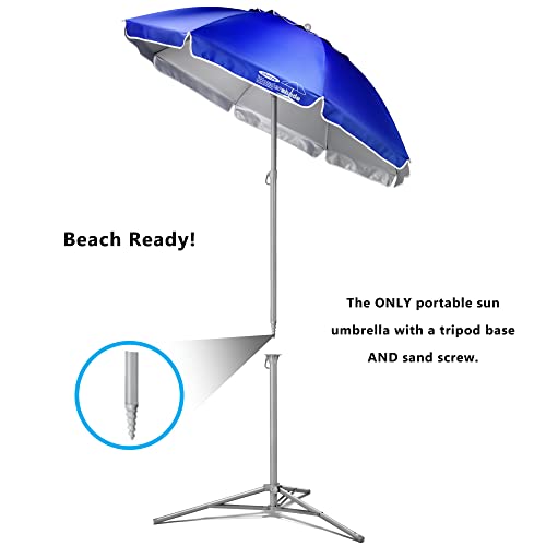 Wondershade Ultimate Portable Sun Shade Umbrella – Lightweight Adjustable Outdoor Patio & Beach Umbrella with Tripod Base (Blue)