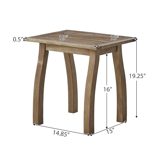 Christopher Knight Home Selma Acacia Wood Outdoor Side Table, Decorative Rectangular Small Accent Table, Weather Resistant Patio End Table for Balcony Beach Pool Side, Slatted Design, Natural Stained