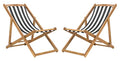 SAFAVIEH Outdoor - Loren Folding Sling Chair Set of 2 - Brown & Black Stripe - Solid Wood - Portable Bistro Design - Ideal for Patio, Deck, Poolside, Backyard, 24" W x 43" D x 25" H (PAT7040C-SET2)